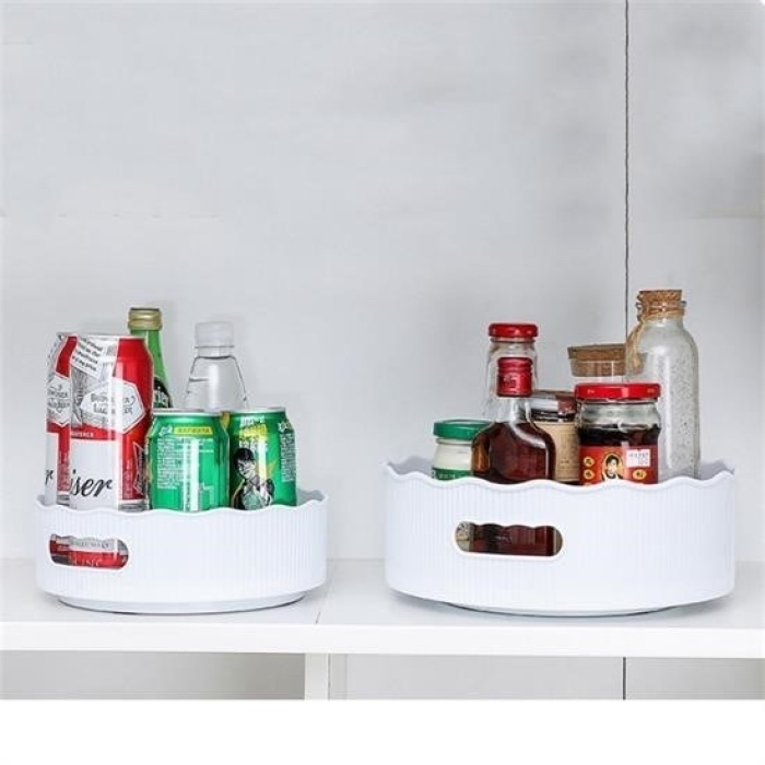 ® 360 Derece Dönebilen Mekanizmalı Yuvarlak Tepsi Formlu Sunum ve Servis Organizer Tablası