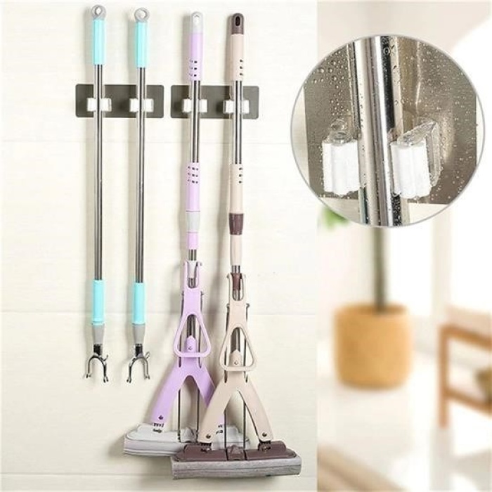 ® Pratik Organizer 4lü Yapışkanlı Fırça Paspas Mop Fırça Sabitleyici Ergonomik Alet Aparatı