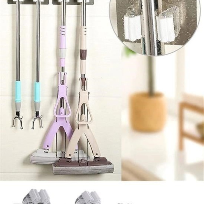 ® Pratik Organizer 4lü Yapışkanlı Fırça Paspas Mop Fırça Sabitleyici Ergonomik Alet Aparatı
