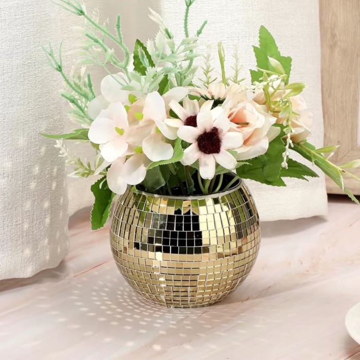 Biyomak® Kare Gold Cam Mozaik Fayans Çıkartmaları El İşi Kare Cam Fayans Kendinden Yapışkanlı Aynalı Dekor Panel 30x30 Cm