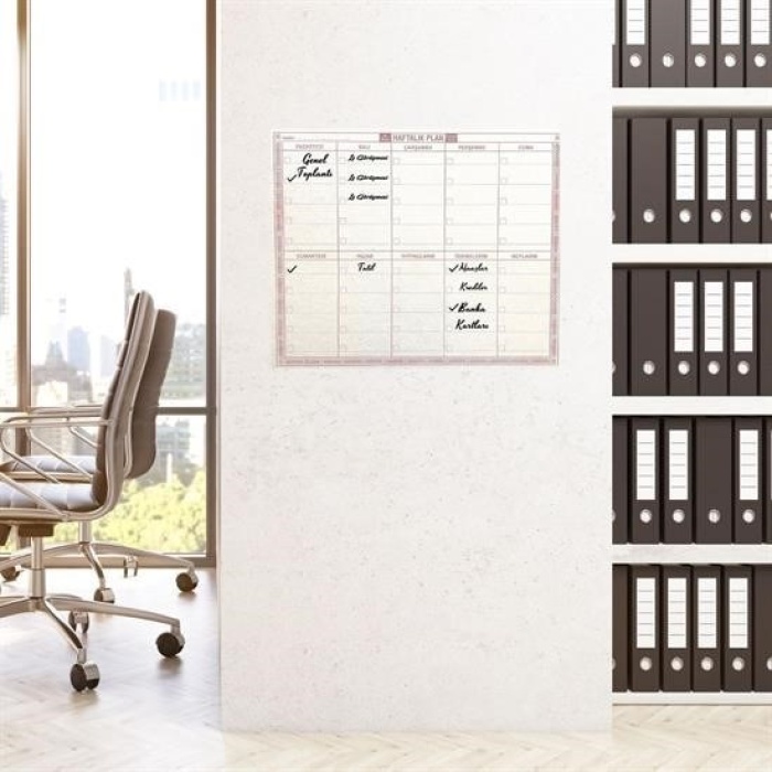 Biyomak® Şeffaf Kendiliğinden Yapışkanlı Kalemli Haftalık Planlayıcı 40cm-50cm