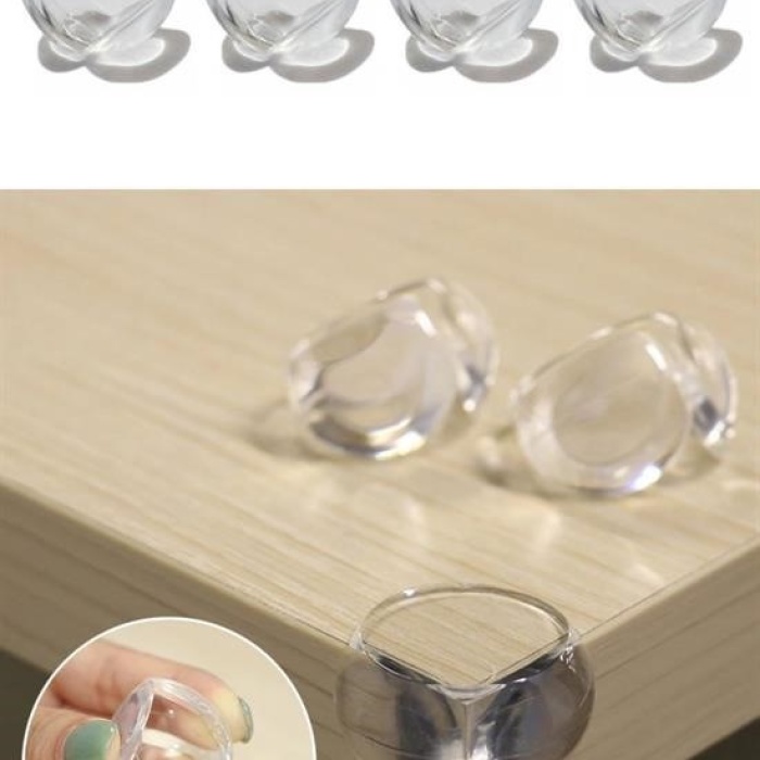 Biyomak® Bebek Çocuk Yumuşak ve Esnek Dairesel Şeffaf Yapışkanlı Güvenlik Köşe Koruyucu (4 Adet)