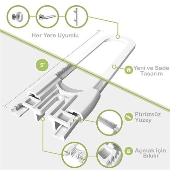 Biyomak® Bebek Çocuk Çekmece ve Dolap Koruma Raylı Güvenlik Sistemi Emniyet Kilidi