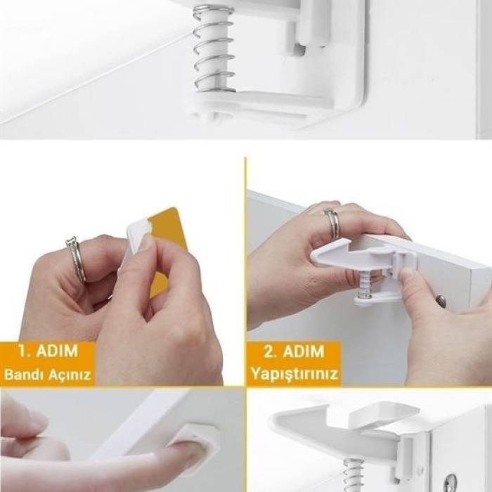 Biyomak® Bebek Çocuk Güvenliği Korumalı Yapışkan Çekmece ve Dolap İçin Tutucu Gizli Güvenlik Kilidi