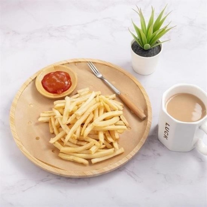 Biyomak® 100 Adet  Air Fryer Pişirme Kağıdı Tek Kullanımlık Hava Fritözü Yuvarlak Delikli Model