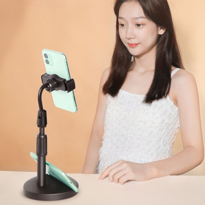 Biyomak® Masa Üstü Tablet ve Telefon Tutucu Plastik Aparat Siyah Telefon Standı