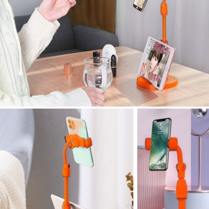 Biyomak® Masa Üstü Tablet ve Telefon Tutucu Plastik Aparat Turuncu Telefon Standı