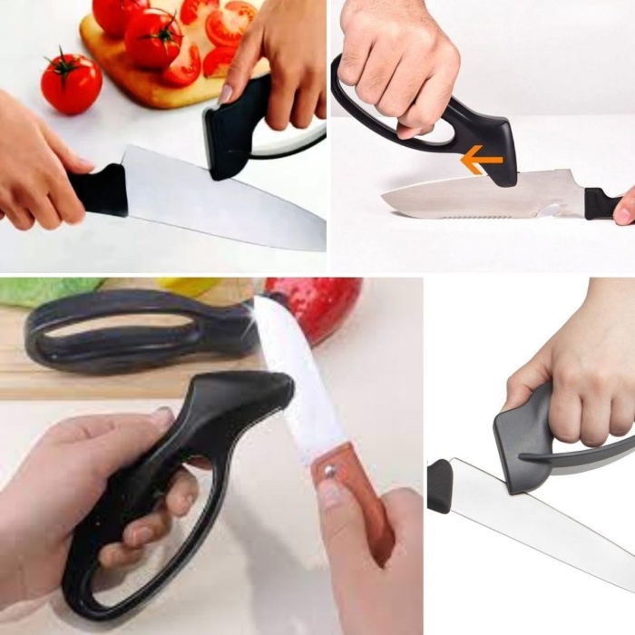 ® Kolay Tutuş Saplı Paslanmaz Çelik Manuel Bıçak Bileme Aleti