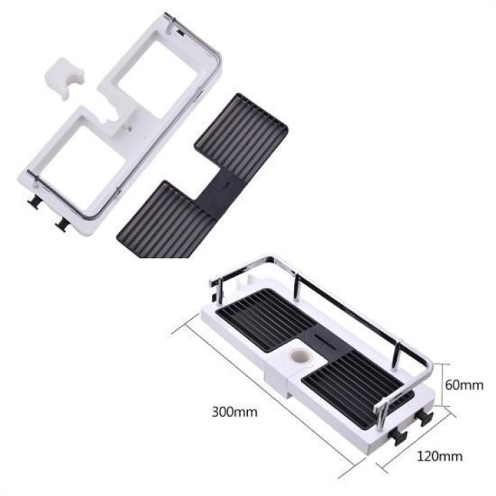 Biyomak® Banyo Direğine Asılabilir Köşelik Şampuanlık Sabunluk Çift Askılı Düzenleyici Raf Paslanmaz