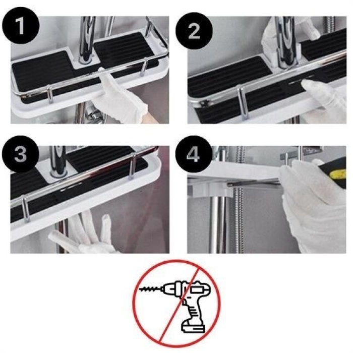 Biyomak® Banyo Direğine Asılabilir Köşelik Şampuanlık Sabunluk Çift Askılı Düzenleyici Raf Paslanmaz