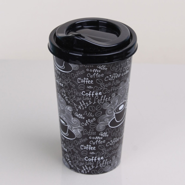 Biyomak® 4 Adet Kahve Bardağı - Kapaklı Desenli 400ML