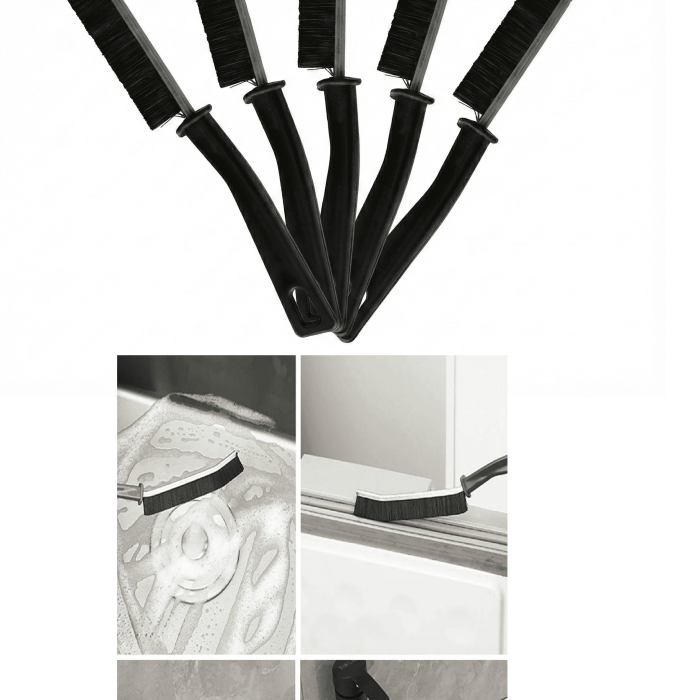 Biyomak® 5 Adet İnce Kıl Fırça Banyo Mutfak Pencere Oluk Klozet Kenarı Kavisli Detay Temizleme Fırçası