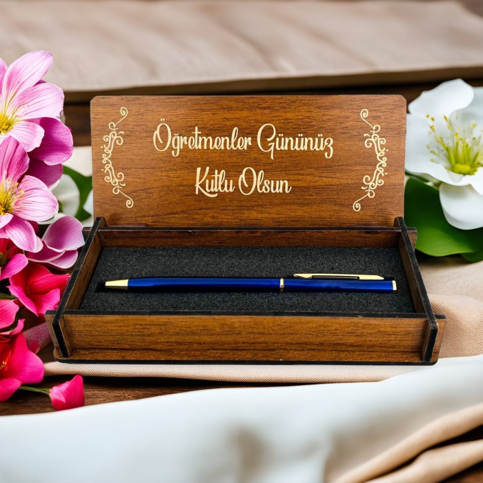 Biyomak® Öğretmenler Günü Ahşap Kalem Kutusu - Kahverengi