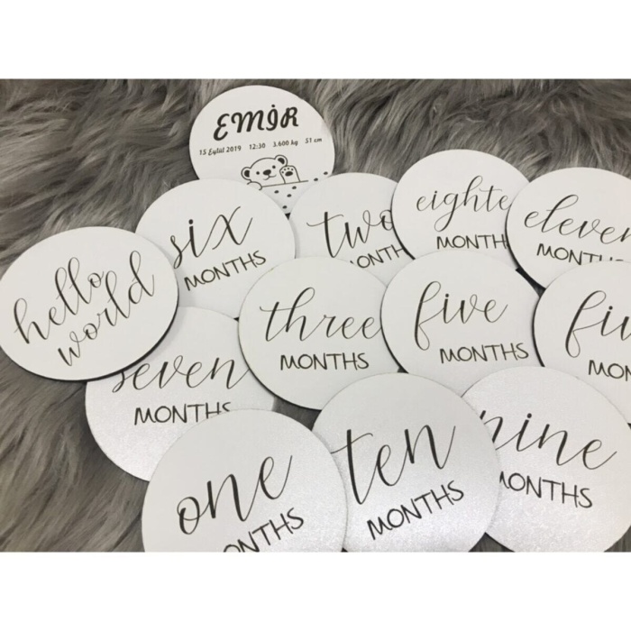 Biyomak® Ahşap Bebek Anı Kartı İngilizce 13lü