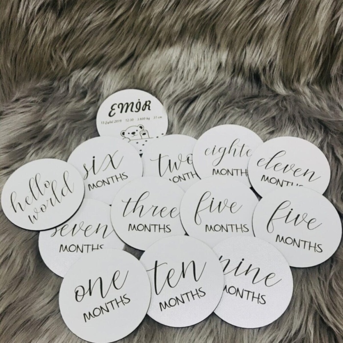 Biyomak® Ahşap Bebek Anı Kartı İngilizce 13lü