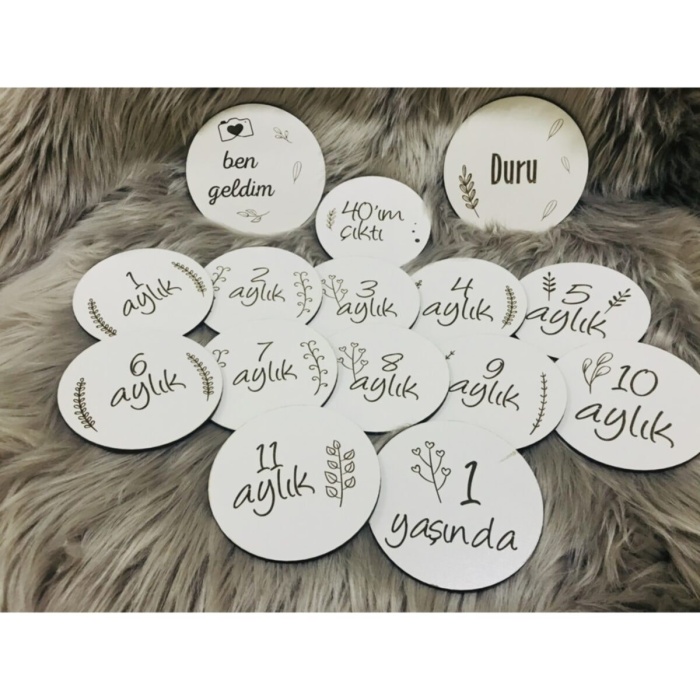 Biyomak® Ahşap Bebek Anı Kartı 15li