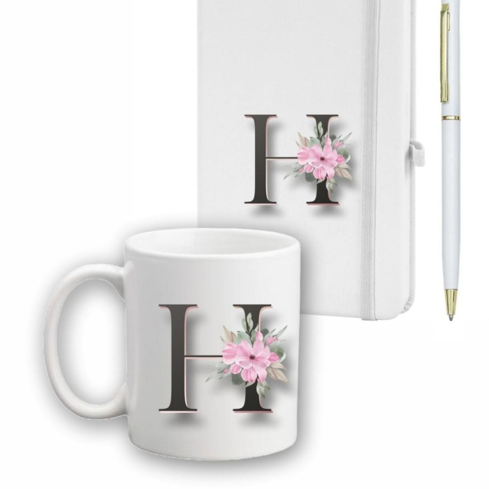 Biyomak® Çiçek Desen Ajanda, Kupa Ve Kalem Seti