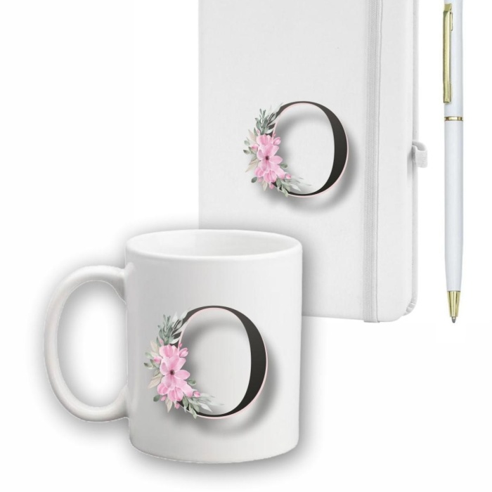 Biyomak® Çiçek Desen Ajanda, Kupa Ve Kalem Seti