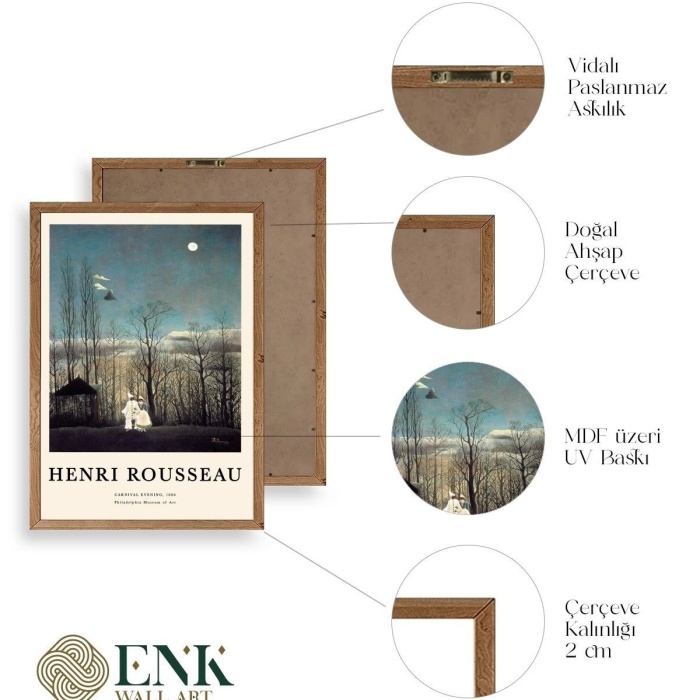 Biyomak® Henri Rousseau Ahşap Çerçeveli Tablo