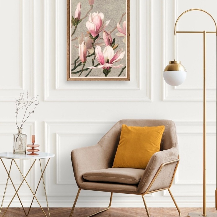 Biyomak® Magnolia Flowers Ahşap Çerçeveli Tablo