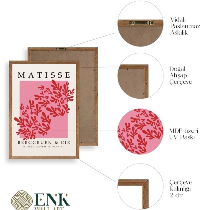 Biyomak® Ünlü Tablolar Üçlü Ahşap Çerçeveli Tablo