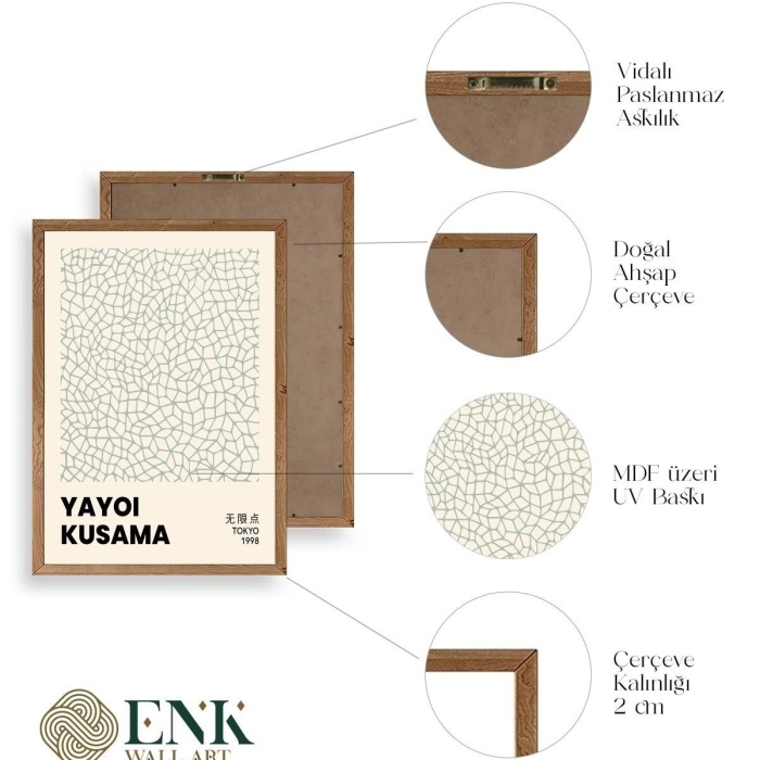 Biyomak® Ünlü Tablolar Üçlü Ahşap Çerçeveli Tablo