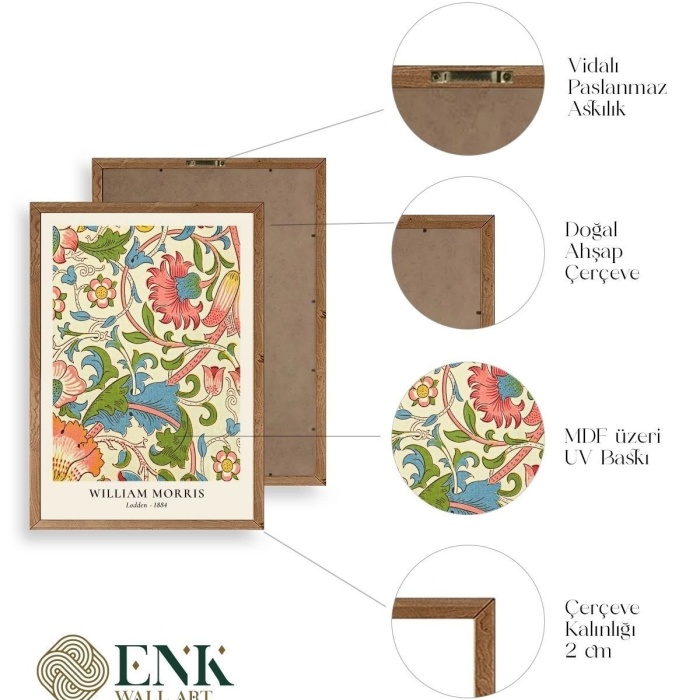 Biyomak® William Morris Ahşap Çerçeveli Tablo