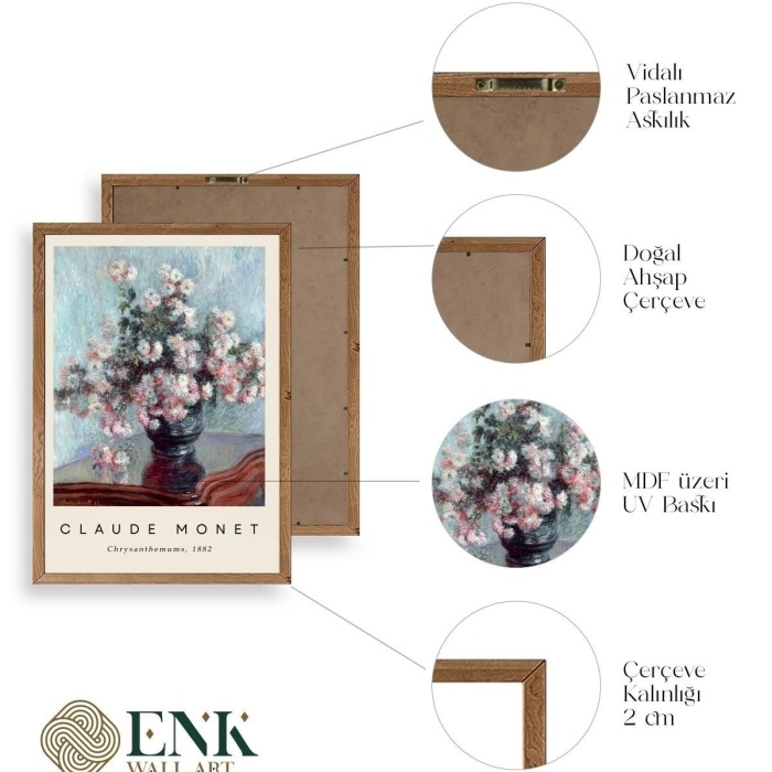 Biyomak® Claude Monet Ahşap Çerçeveli Tablo