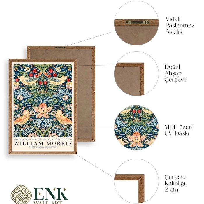 Biyomak® William Morris Ahşap Çerçeveli Tablo