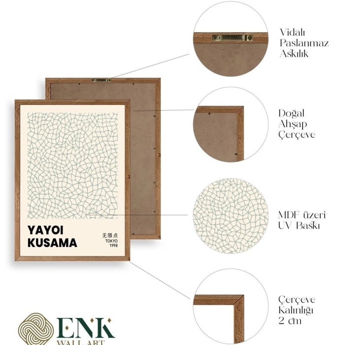 Biyomak® Ünlü Tablolar Üçlü Ahşap Çerçeveli Tablo