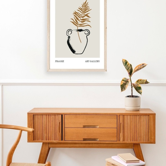 Biyomak® Vazo Ahşap Çerçeveli Tablo