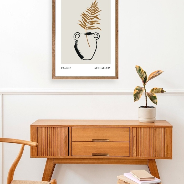 Biyomak® Vazo Ahşap Çerçeveli Tablo