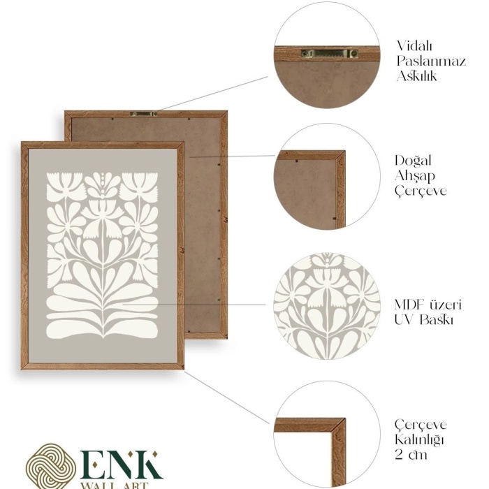 Biyomak® Desen Ahşap Çerçeveli Tablo