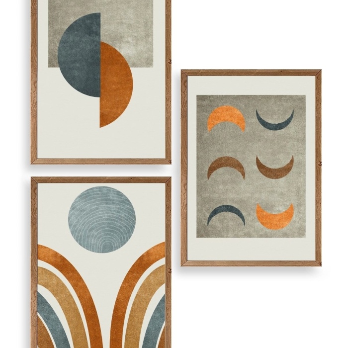 Biyomak® Manzara Üçlü Ahşap Çerçeveli Tablo