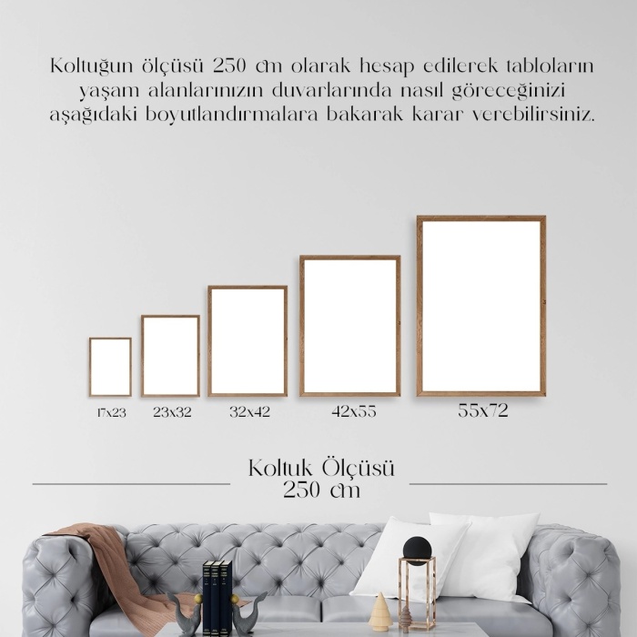 Biyomak® Manzara Üçlü Ahşap Çerçeveli Tablo