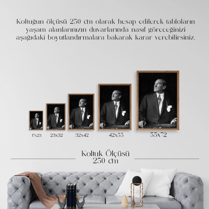 Biyomak® Atatürk Ahşap Çerçeveli Tablo