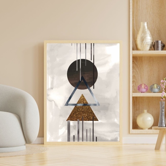 Biyomak® Ahşap Desenli Dekoratif Çerçeveli Tablo - Naturel