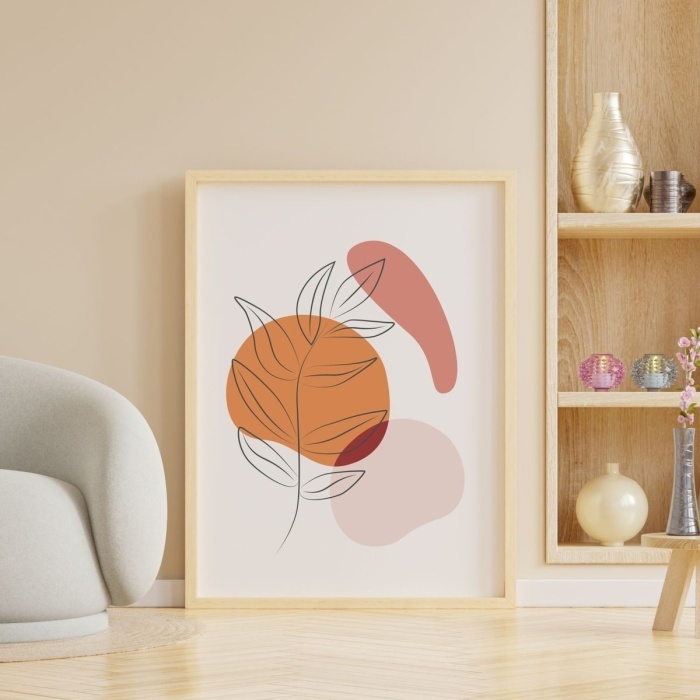 Biyomak® Ahşap Soyut Dekoratif Çerçeveli Tablo - Trnc