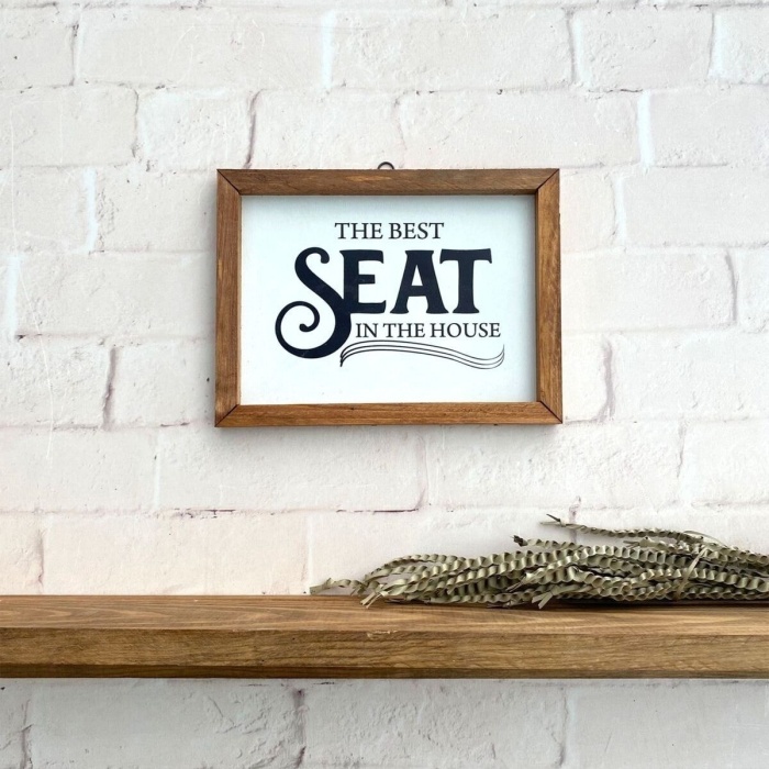 Biyomak® Banyo The Best Seat In The House Ahşap Çerçeve Tablo