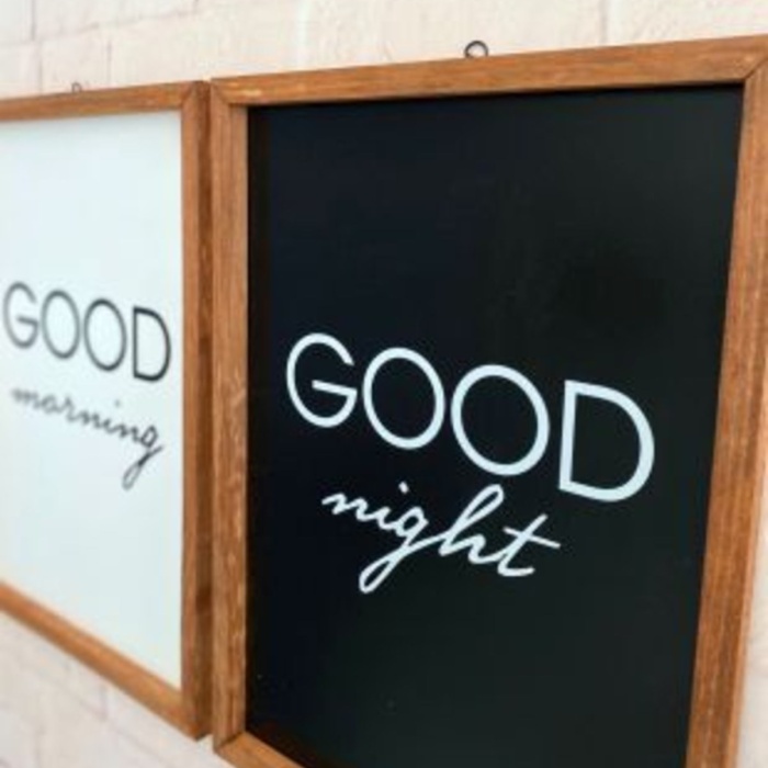 Biyomak® Yatak Odası Good Morning Good Night Ahşap Çerçeve Set