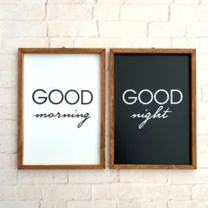 Biyomak® Yatak Odası Good Morning Good Night Ahşap Çerçeve Set