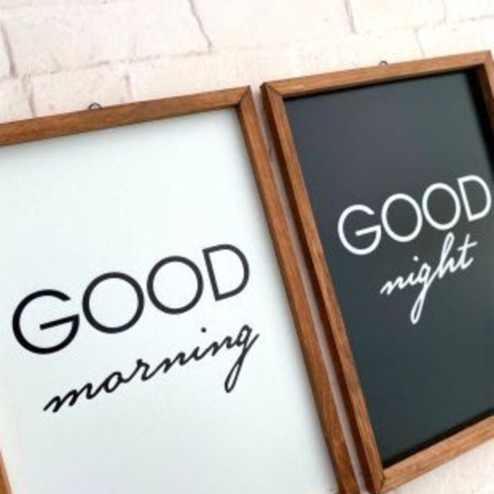 Biyomak® Yatak Odası Good Morning Good Night Ahşap Çerçeve Set