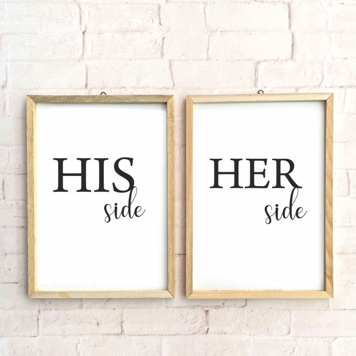 Biyomak® Yatak Odası His Side Her Side Ahşap Çerçeve Set