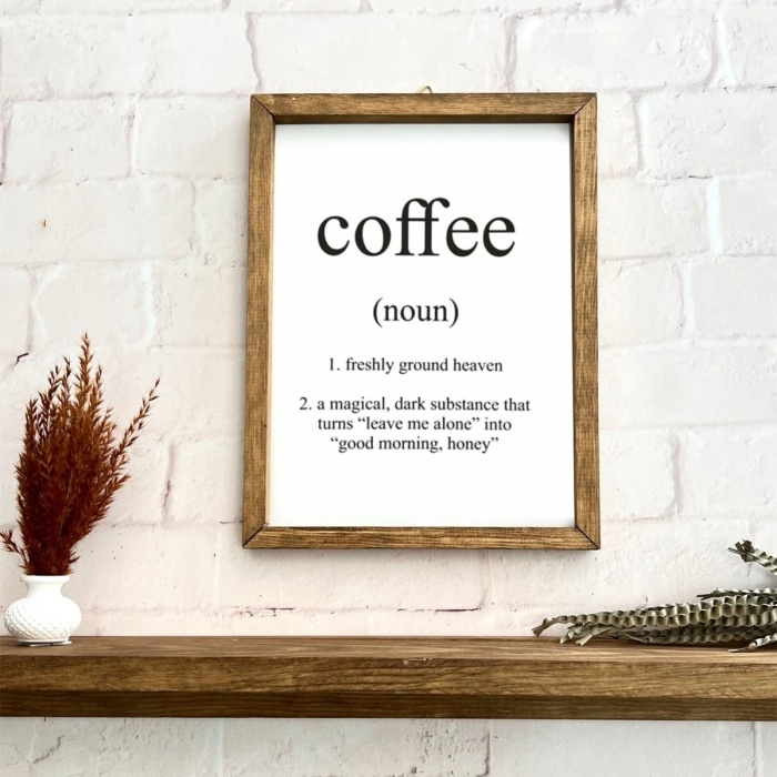 Biyomak® Kahve Köşesi Coffee Noun Ahşap Çerçeve Tekli