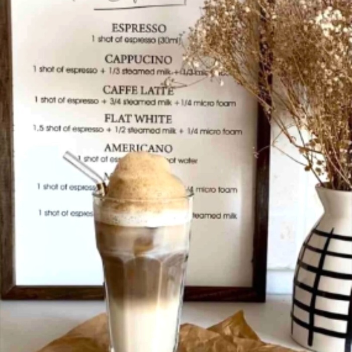 Biyomak® Kahve Köşesi The Coffee Guide Ahşap Çerçeve Beyaz Zemin