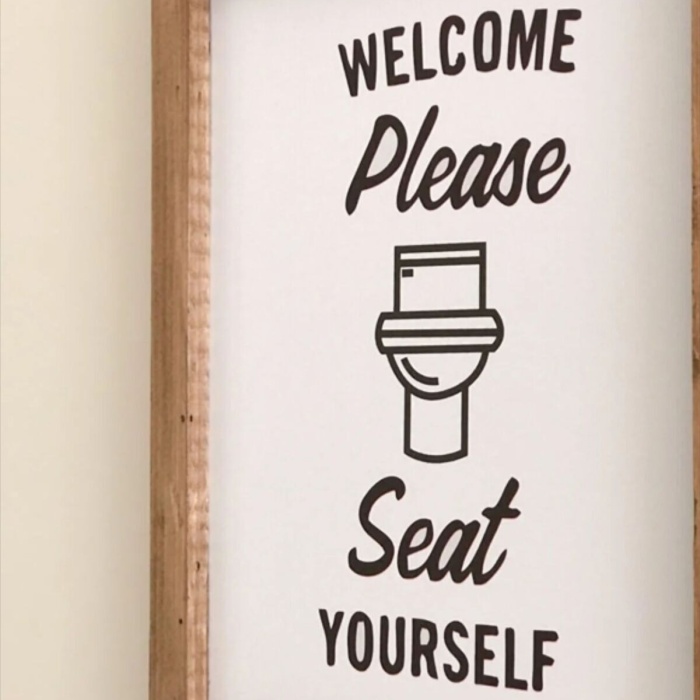 Biyomak® Banyo Welcome Please Seat Yourself Ahşap Çerçeve