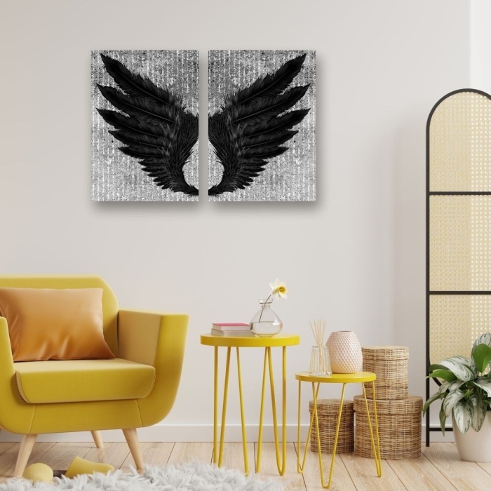 Biyomak® Melek Kanatları Ahşap Dekoratif Tablo