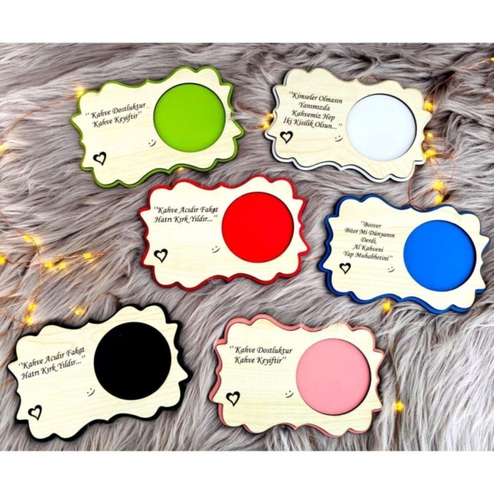 Biyomak® Ahşap Fincan Altlığı 6lı Kahve Altı