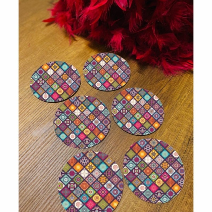 Biyomak® 6 Parça Ahşap Bardak Altlığı