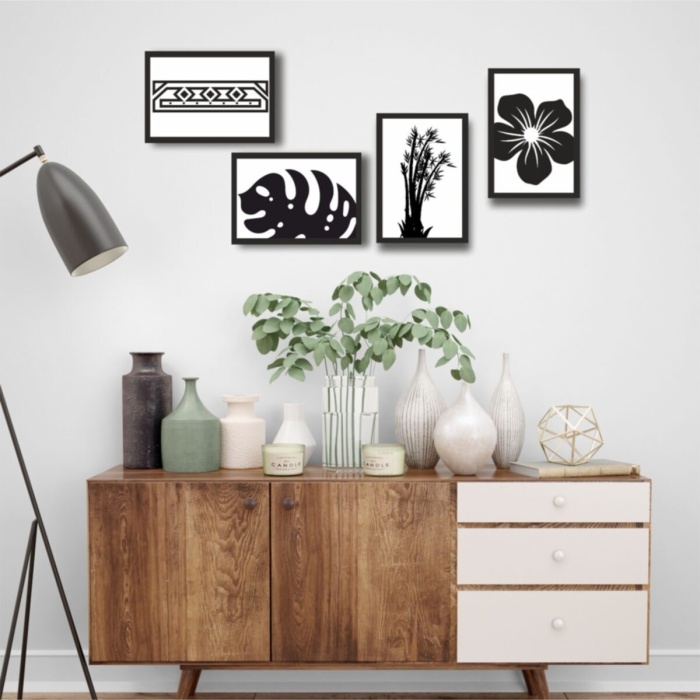 Biyomak® 4 Parça Çerçeve Görünümlü Ahşap Tablo